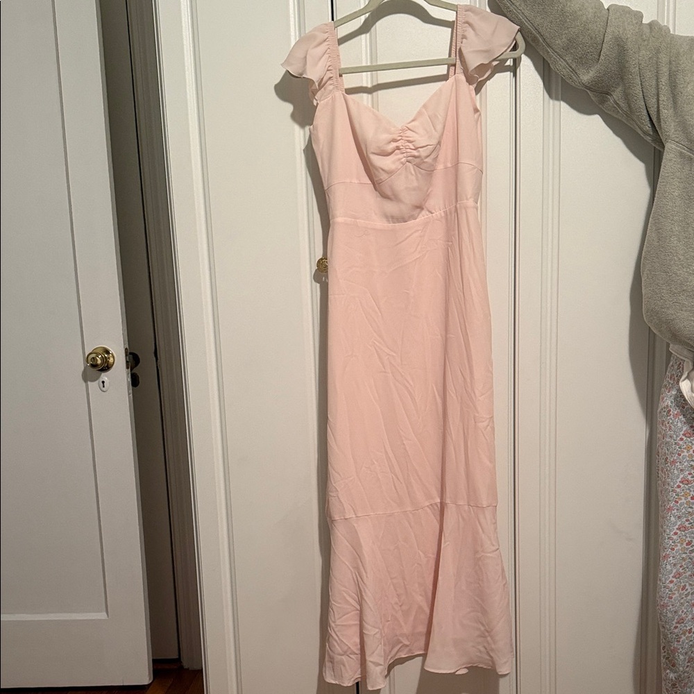 Park & Fifth Blush Midi Dress with Ruffle Straps
